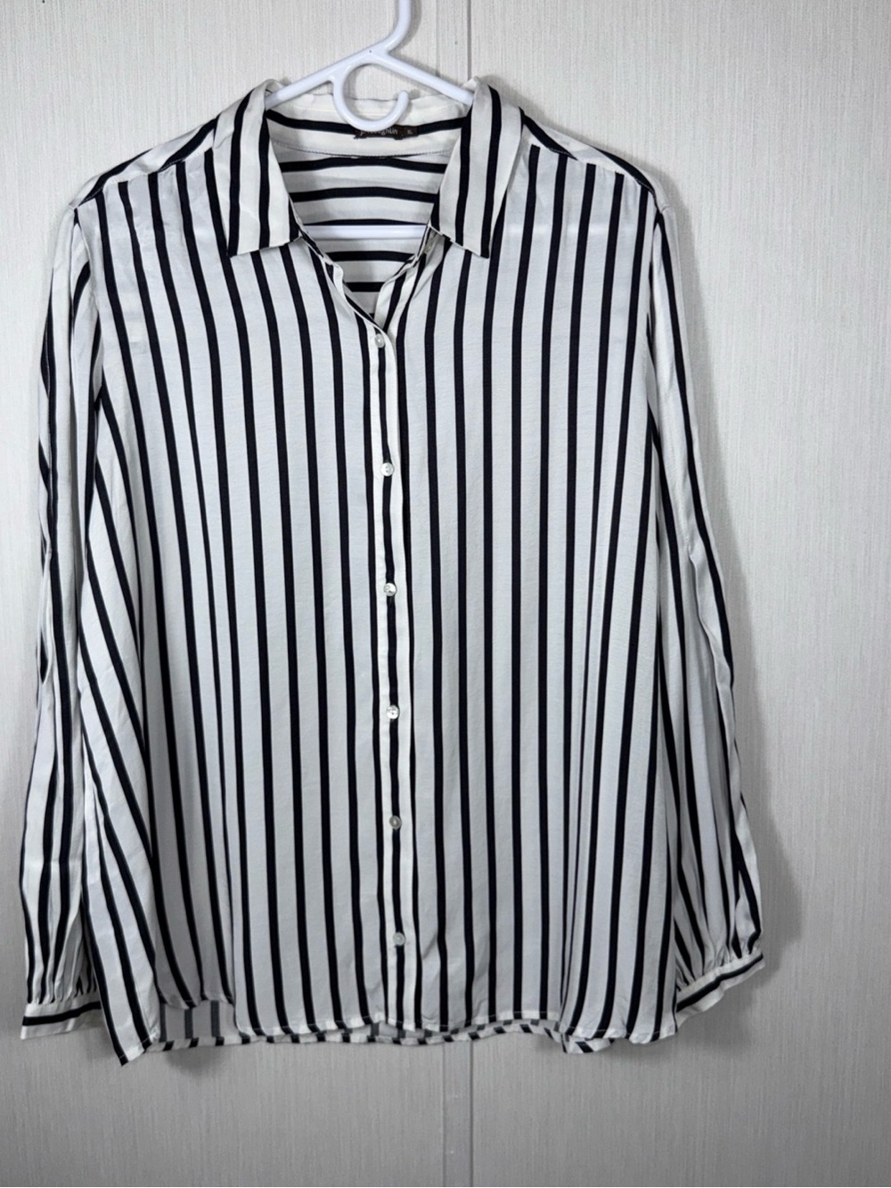 J. McLaughlin Black and White Striped Shirt Modern Minimalist